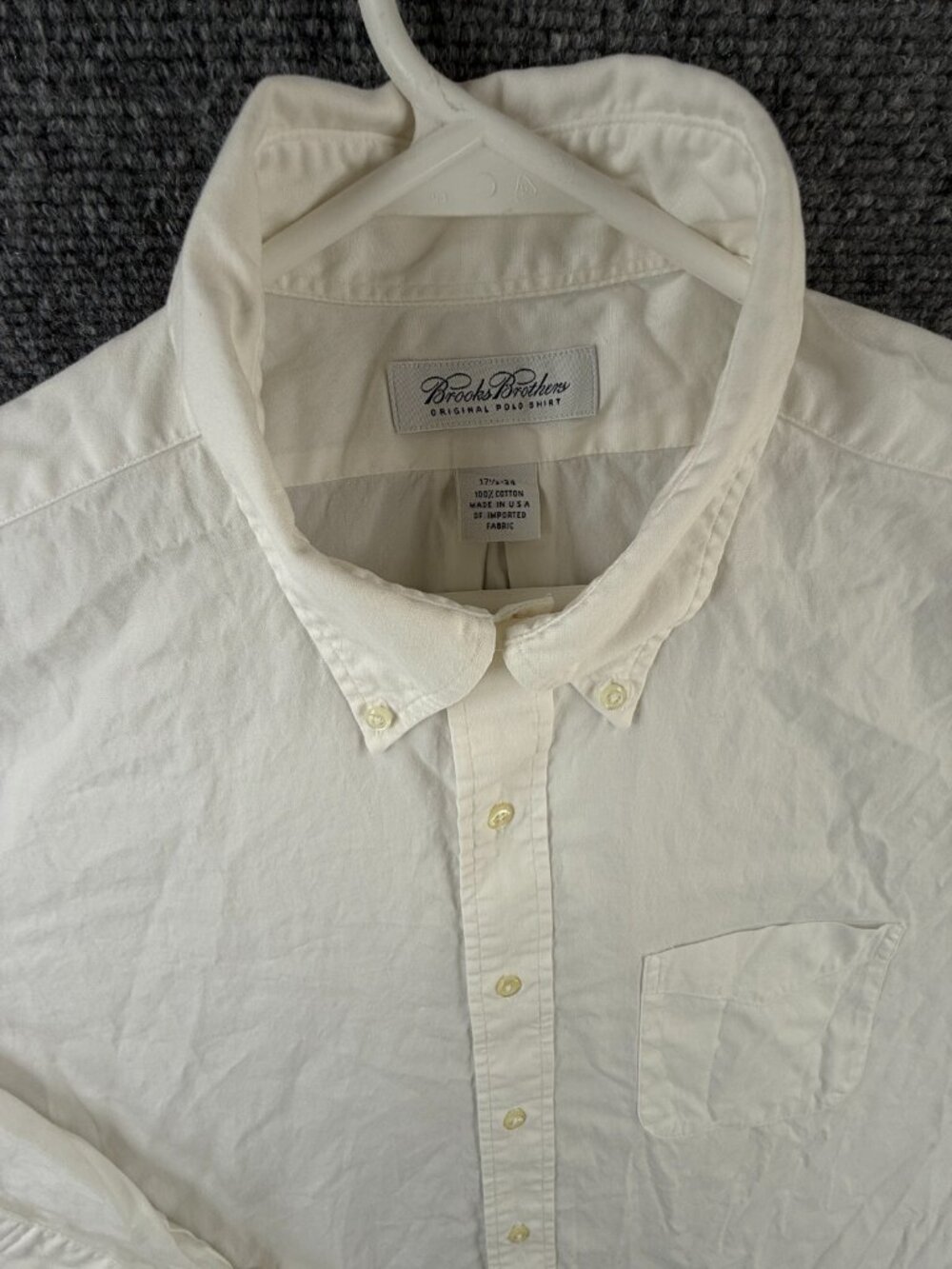 VTG Brooks Brothers Button Up Shirt Long Sleeve Men White USA Made 17.5 34 Adult
